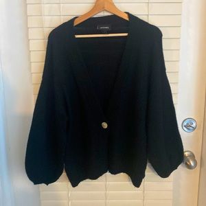 Monki cropped balloon sleeve knit cardigan